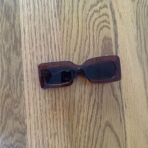 Retro Rectangular Tortoiseshell Sunglasses - Brown Lenses